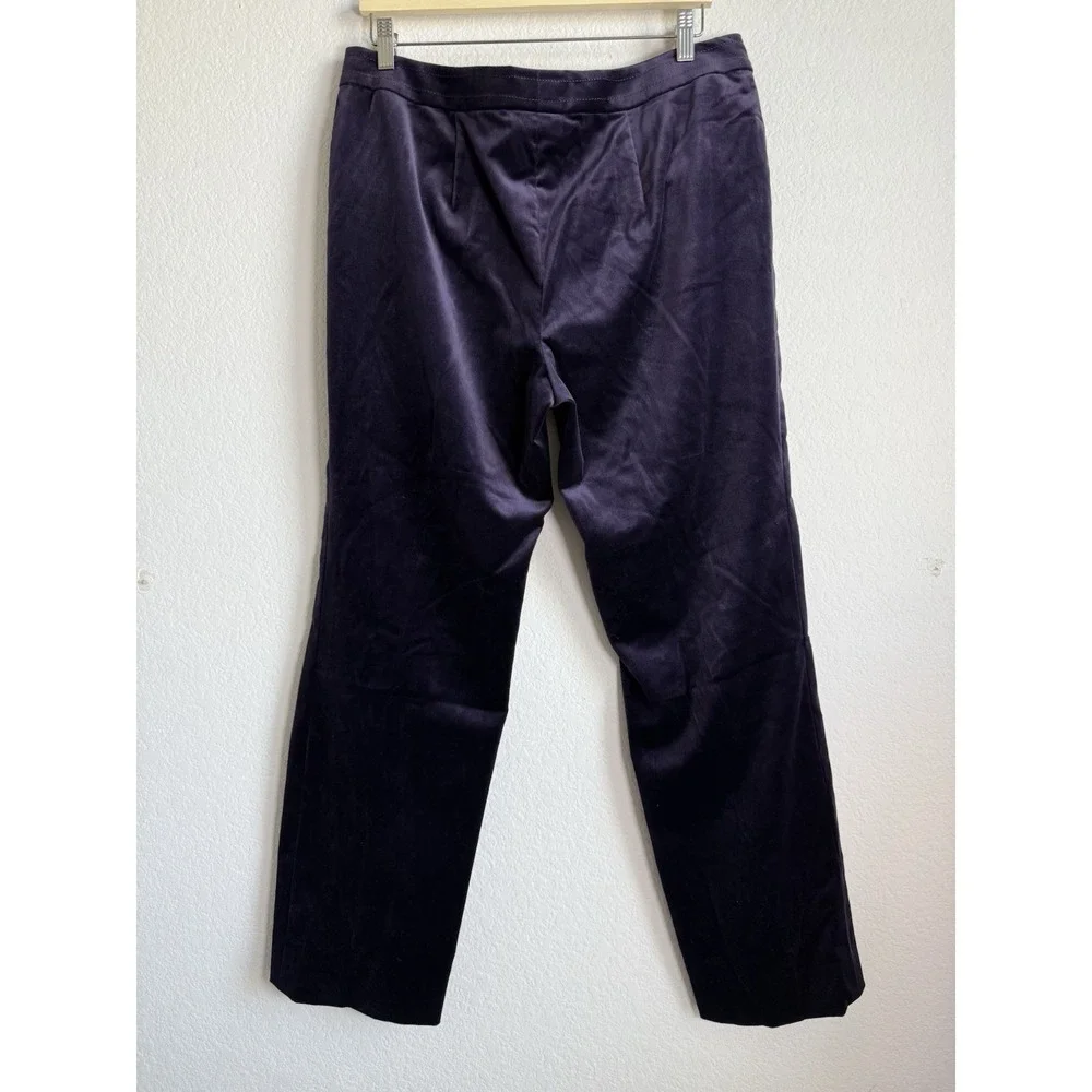 Carlisle‎ Women's Velour Purple Straight Leg Dress Pants Silk Lining Size 14